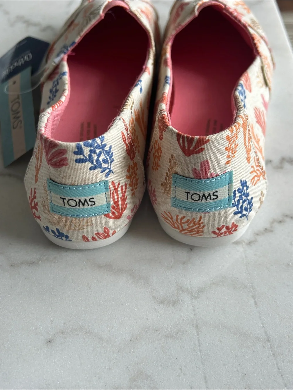 NEW Toms Women's Alpargata White Coral Reef Ortholite Slip On Size 7.5 - Picture 4 of 6